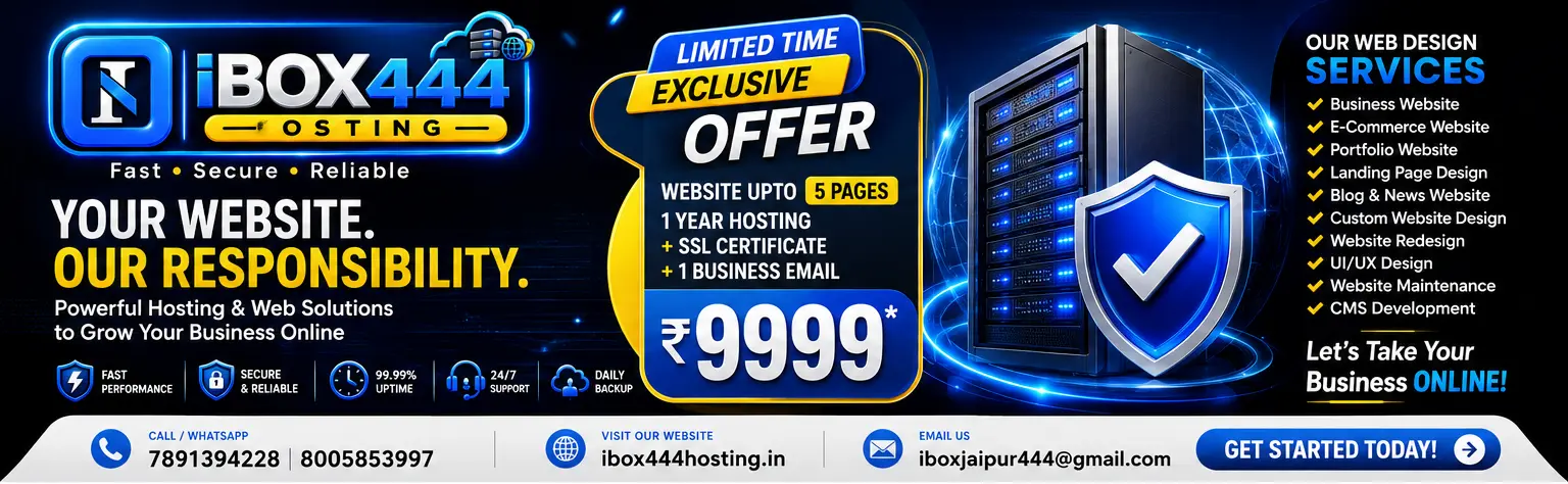 IBOX444 Hosting Web Design Service Just Rs.9999 Agra Jaipur India